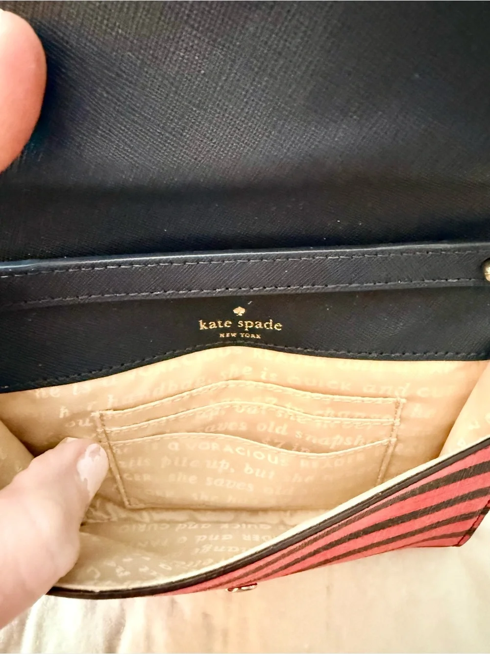 Kate Spade Fairmount Square Monday Mini Wallet Crossbody - Geranium Stripe NWOT
